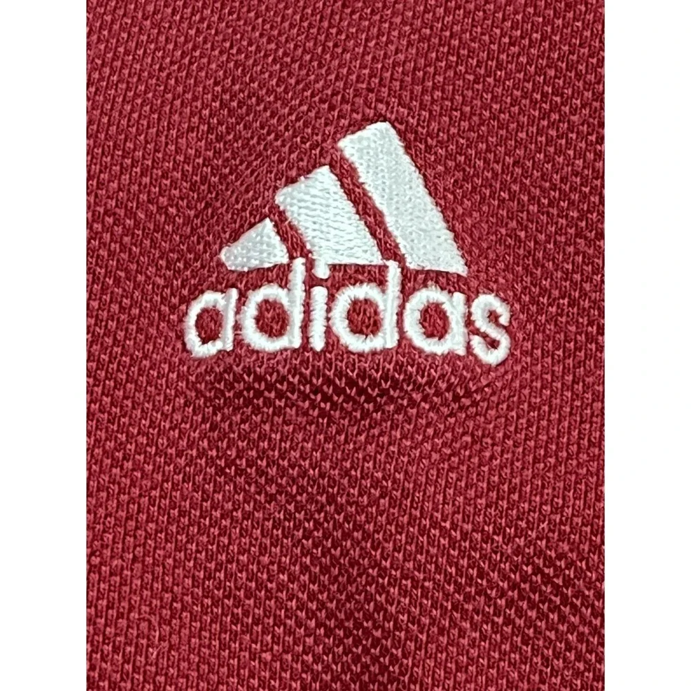 Y2K Adidas Sweatshirt Mens‎ XL Red Crew Neck Logo Fleece Lined Cotton Pullover